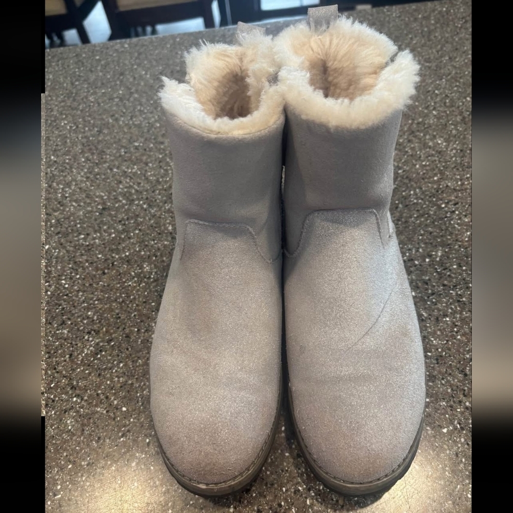 EMU Australia Womens Beach Mini Boots Dove Grey Suede Merino Wool Lining Size 8 - Picture 13 of 15